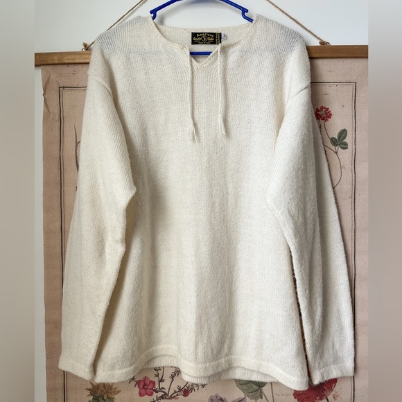 American South Side Alpaca Wool Long Sleeve Sweater Top Ivory Large - Picture 1 of 13